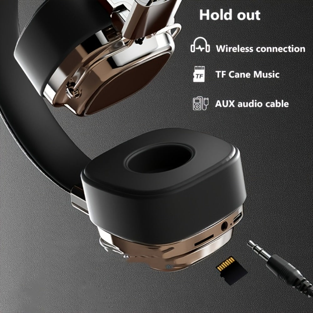 Semi-Open Over-Ear Headphones with Wired and Wireless Modes, Retractable Cable, Type-C Charging and Three Colors