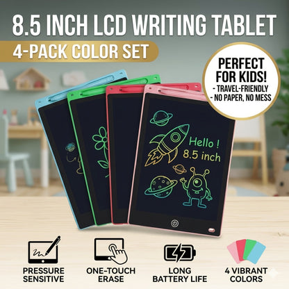 Four-Pack 8.5-Inch LCD Writing Tablets in Blue, Pink, Green and Red with Matching Styluses