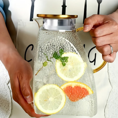 Glass Water Bottle Kettle Set – Heat-Resistant Large Capacity Fridge Door Storage with Cleaning Brush & Long Spoon – Perfect for Iced Tea