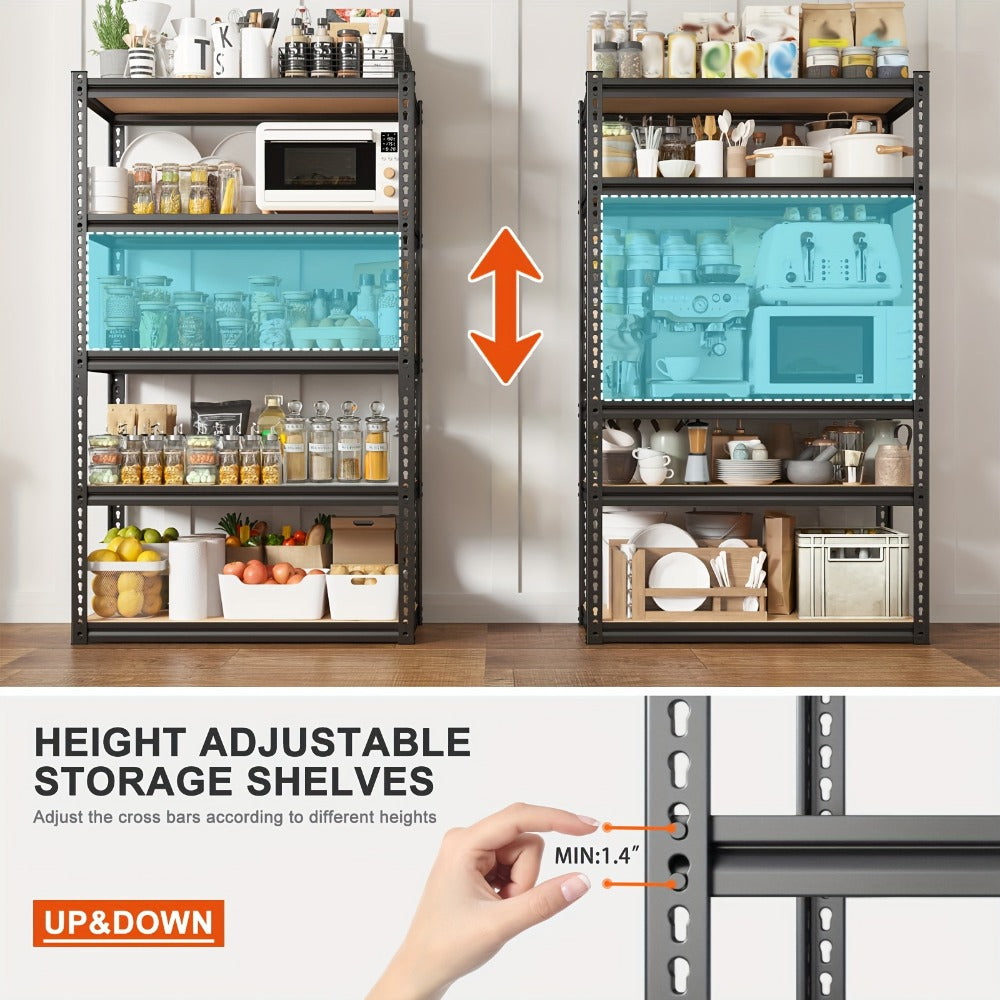 Metal Garage Shelving Unit 72"H - Adjustable Steel Storage Shelf Rack for Garage, Basement & Warehouse