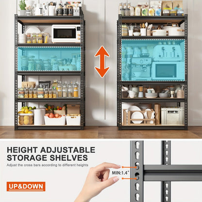 Metal Garage Shelving Unit 72"H - Adjustable Steel Storage Shelf Rack for Garage, Basement & Warehouse