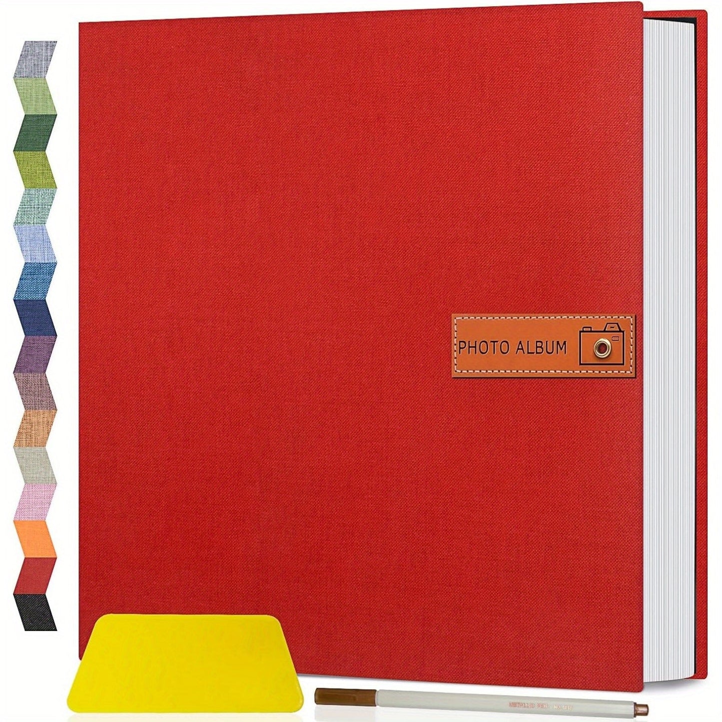 Self Adhesive Photo Album Scrapbook – Large Linen Cover Memory Book for 4x6 5x7 8x10 Photos, DIY Picture Book with Metal Pen, Gift for Mom