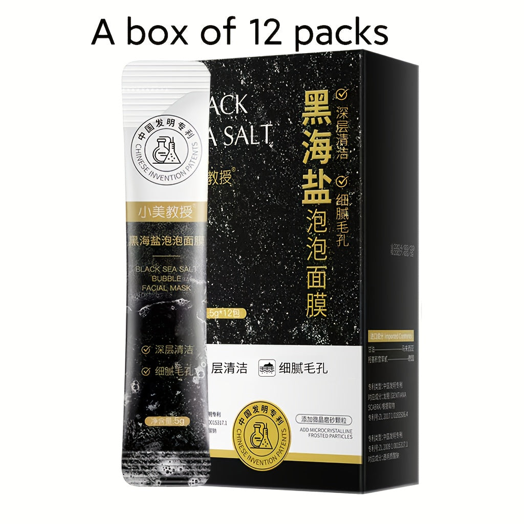 Face Mask, Black Sea Salt Bubble Single-Use Sachets, 5g Each with 12, 24 or 36-Packet Box Options