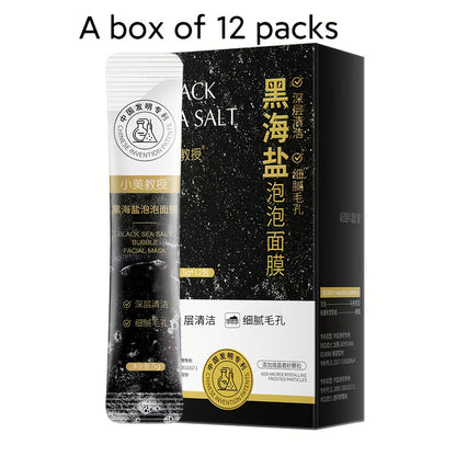 Face Mask, Black Sea Salt Bubble Single-Use Sachets, 5g Each with 12, 24 or 36-Packet Box Options