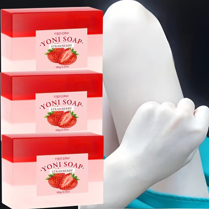 Strawberry Intimate Soap for Women 3-Pack – pH-Balanced Feminine Wash Bar for Gentle Intimate & Body Cleansing | Moisturizing Sensitive Skin