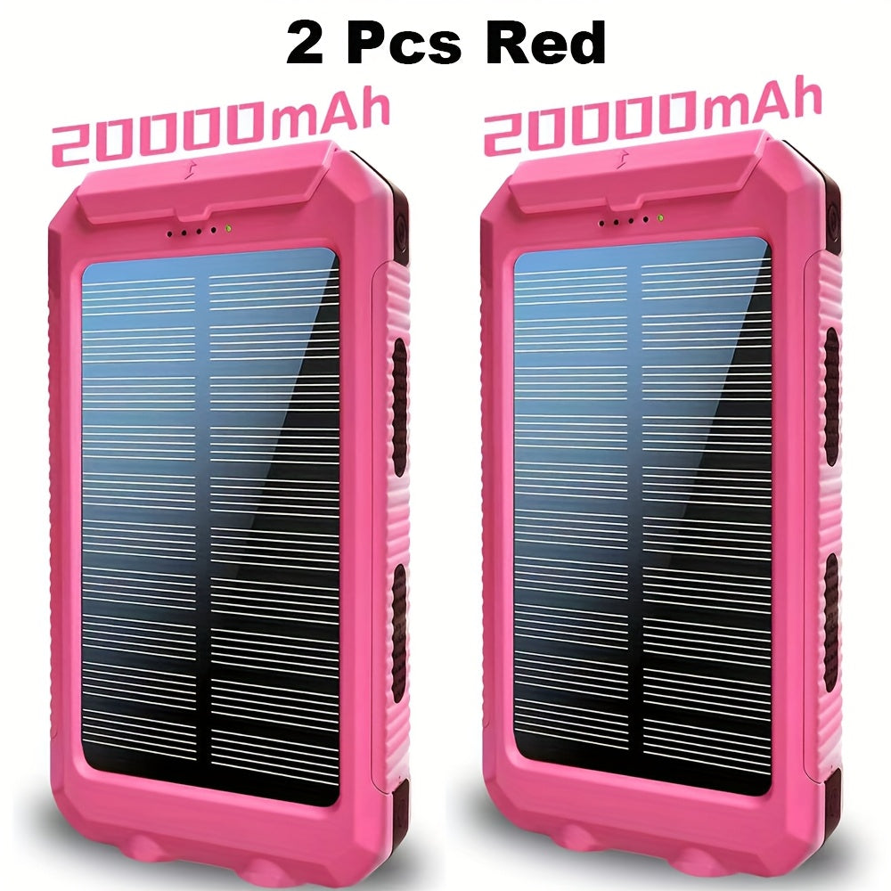 2-Pack Solar Power Bank 20000mAh 40000mAh Portable Dual USB Fast Charging with Built-In for an Everyday Personal Care Routine