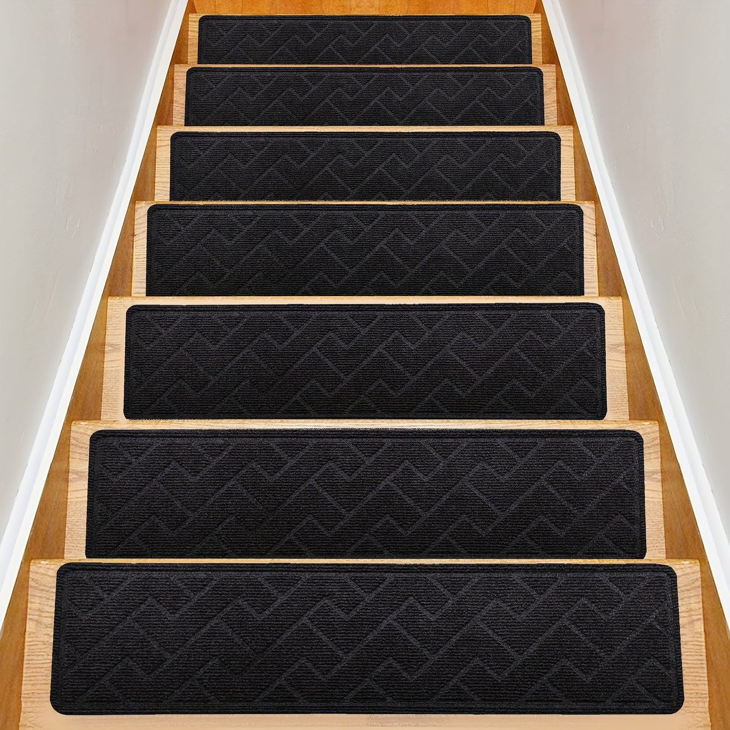 Stair Treads 15pcs 8"x30" Self-Adhesive Carpet Pads for Wooden Steps, Polyester Indoor Stair Mats for Safety