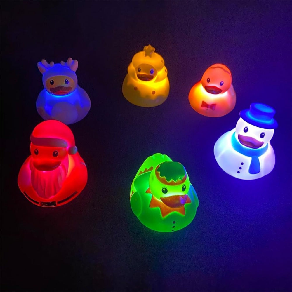 Light Up Duck Bath Toys for Toddlers, Color-Changing Floating Rubber Ducks, Sensory Water Bath Time Toys for Boys & Girls