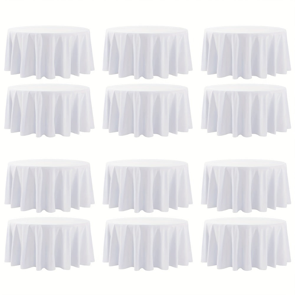 120 Inch Round Tablecloth Bulk Pack – Wrinkle-Free Table Cover for Wedding, Party, Christmas & Halloween, Black or White (6/12/18 Pack)
