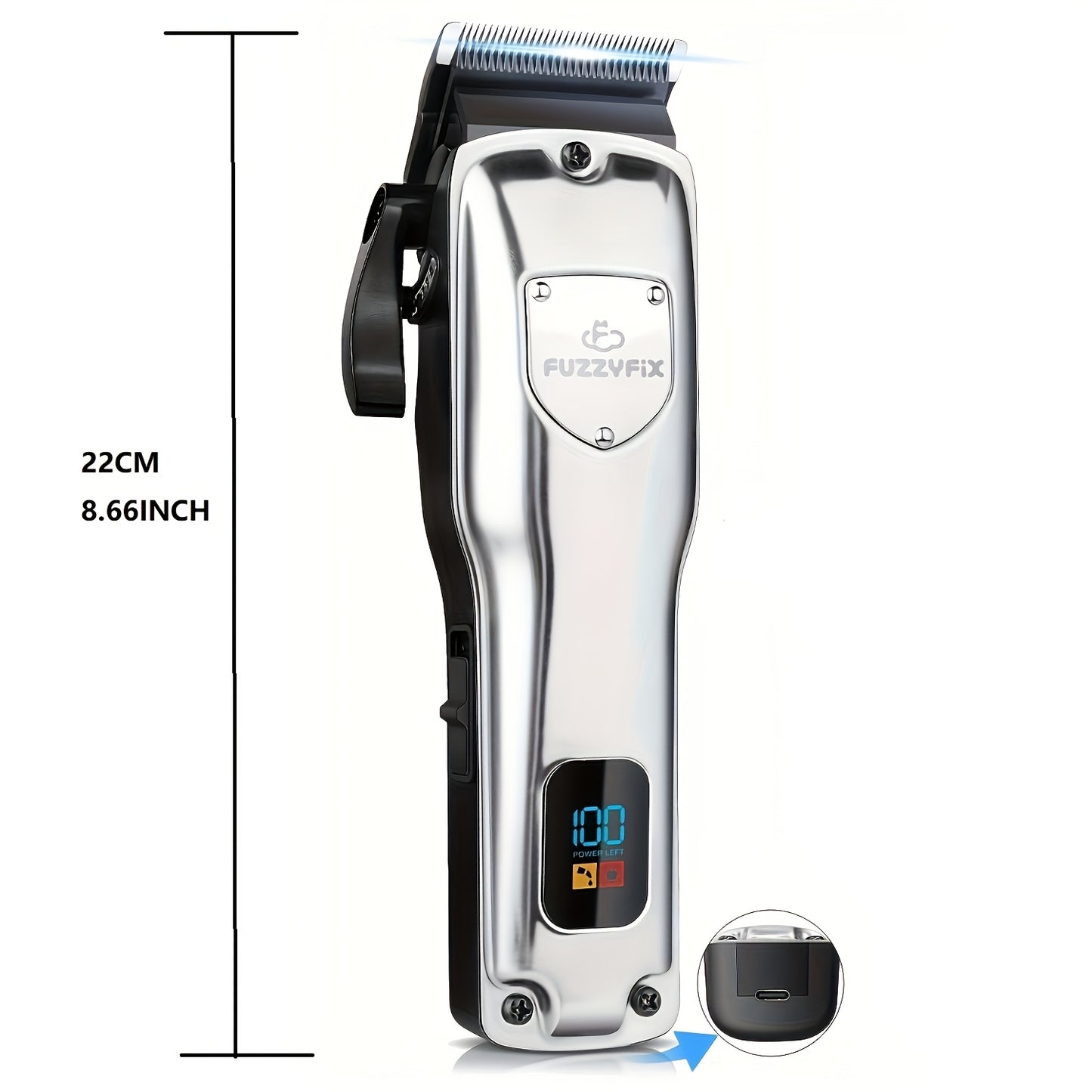 Dog Grooming Clippers Professional Kit – Low Noise Rechargeable Pet Hair Trimmer with Ceramic Blade, 8 Guards, Scissors & Comb for Dogs