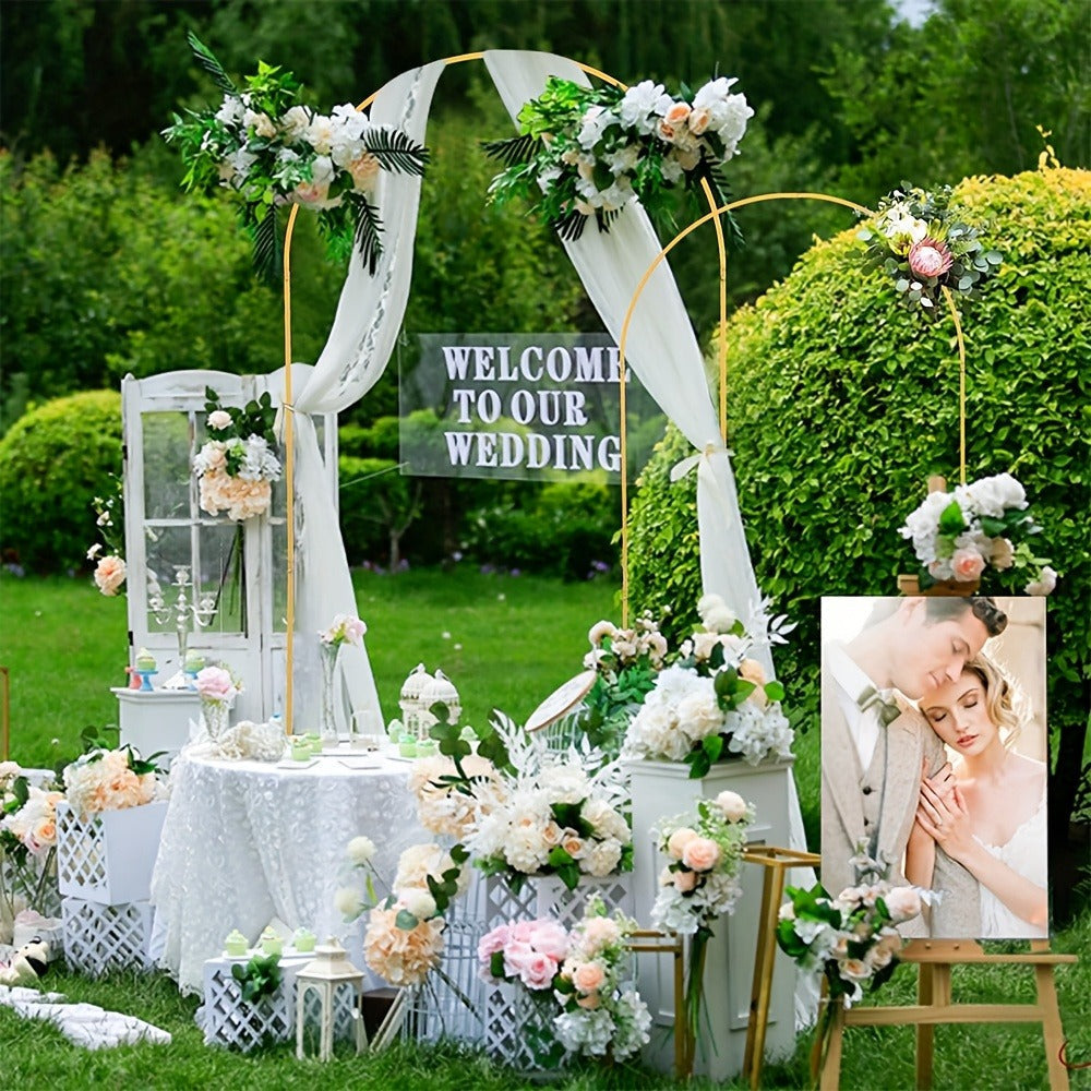 2-Piece Wedding Arch Backdrop Frame Set 7.2FT+6FT Metal Balloon Arch Stand for Wedding for Entryways, Bedrooms and Living Spaces