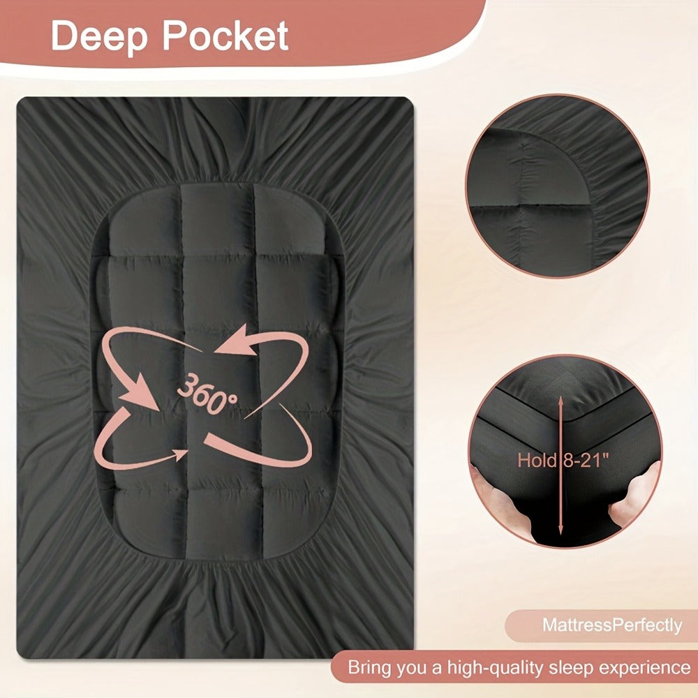 Quilted Fitted Mattress Protector in Four Colors and Twin through California King Size Checkouts