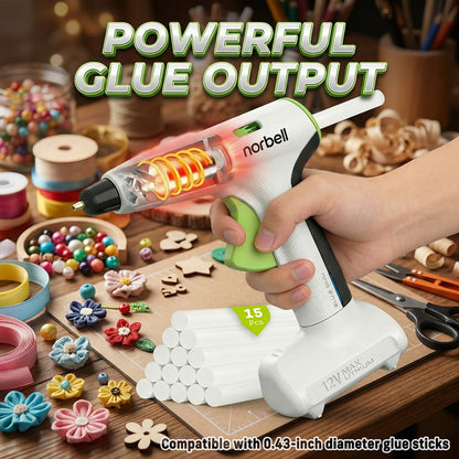 Cordless Hot Glue Gun Fast Heating USB Rechargeable 2000mAh, 12-Second Heat-Up, Anti-Drip Nozzle