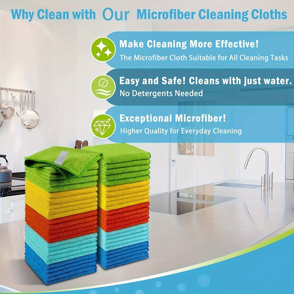 Microfiber Cleaning Cloths 50/60 Pack – Ultra-Soft Scratch-Free Towels for Car Detailing, Kitchen & Home, Quick-Dry Absorbent Lint-Free