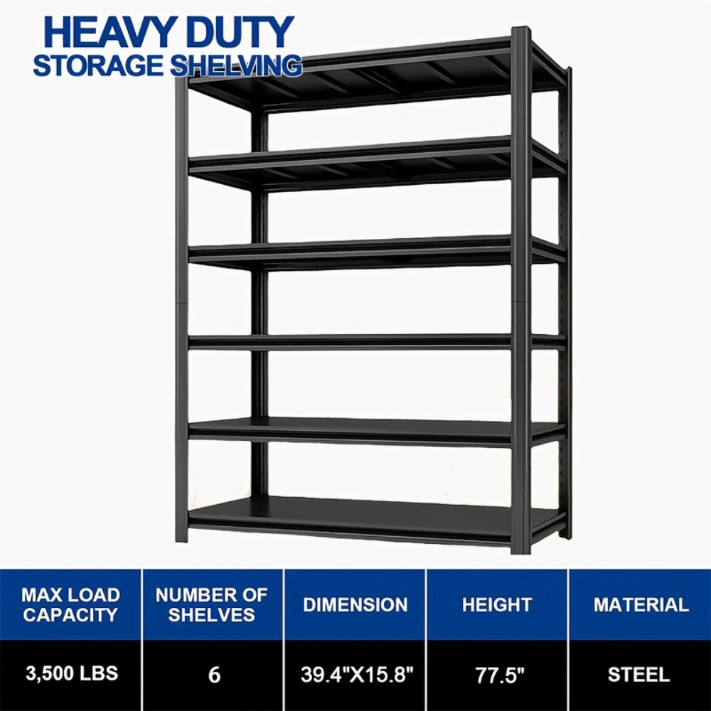Metal Shelving Unit 5-Tier - Powder-Coated Steel Storage Rack, Adjustable Height, No-Tool Assembly