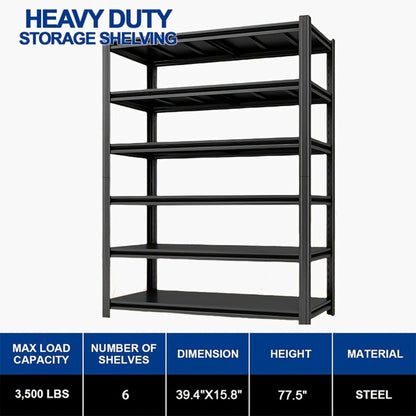 Metal Shelving Unit 5-Tier - Powder-Coated Steel Storage Rack, Adjustable Height, No-Tool Assembly