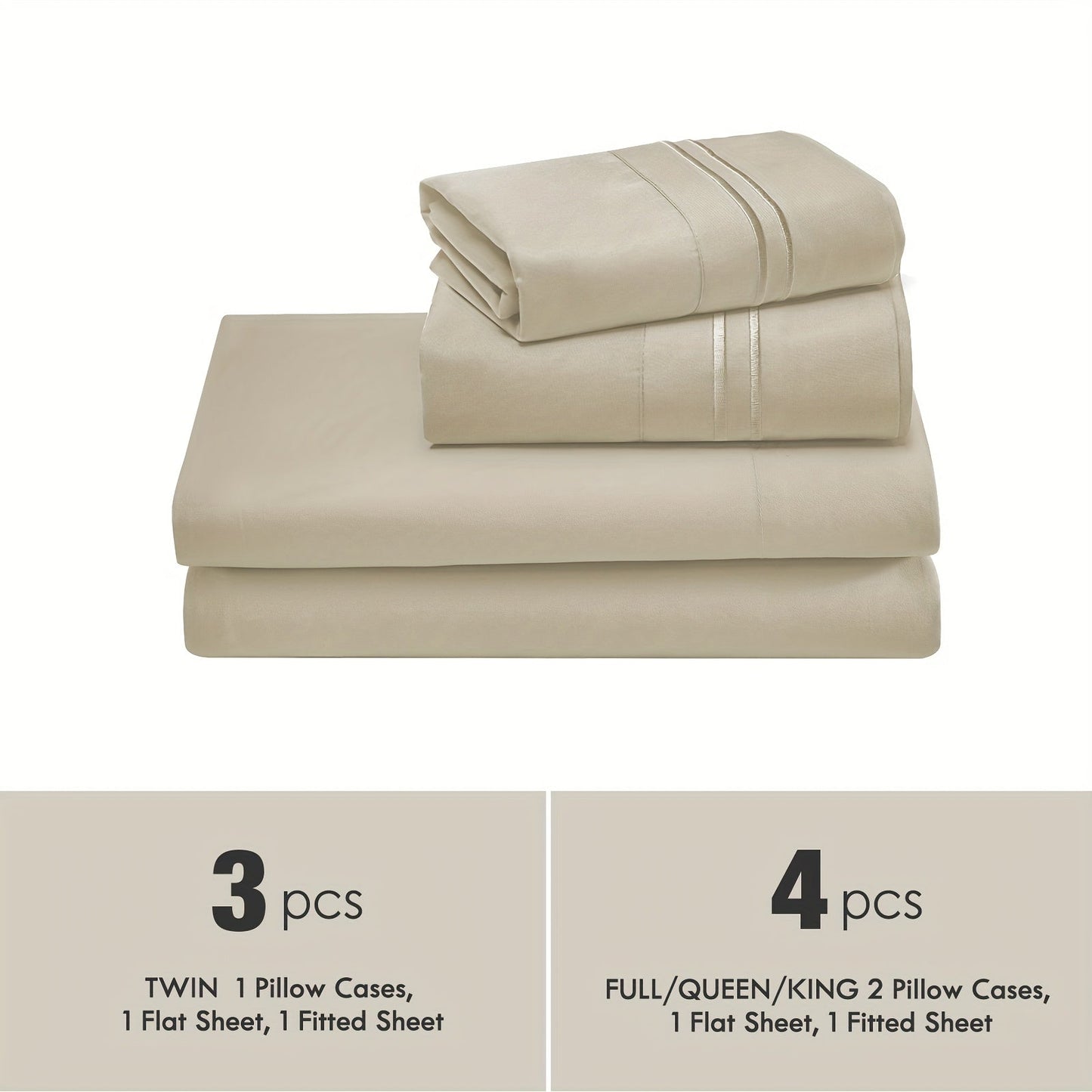 Fitted Sheet Set Deep Pocket | Soft Cooling Breathable Bedding 3-4pcs Fade-Resistant All-Season for Twin Full Queen King