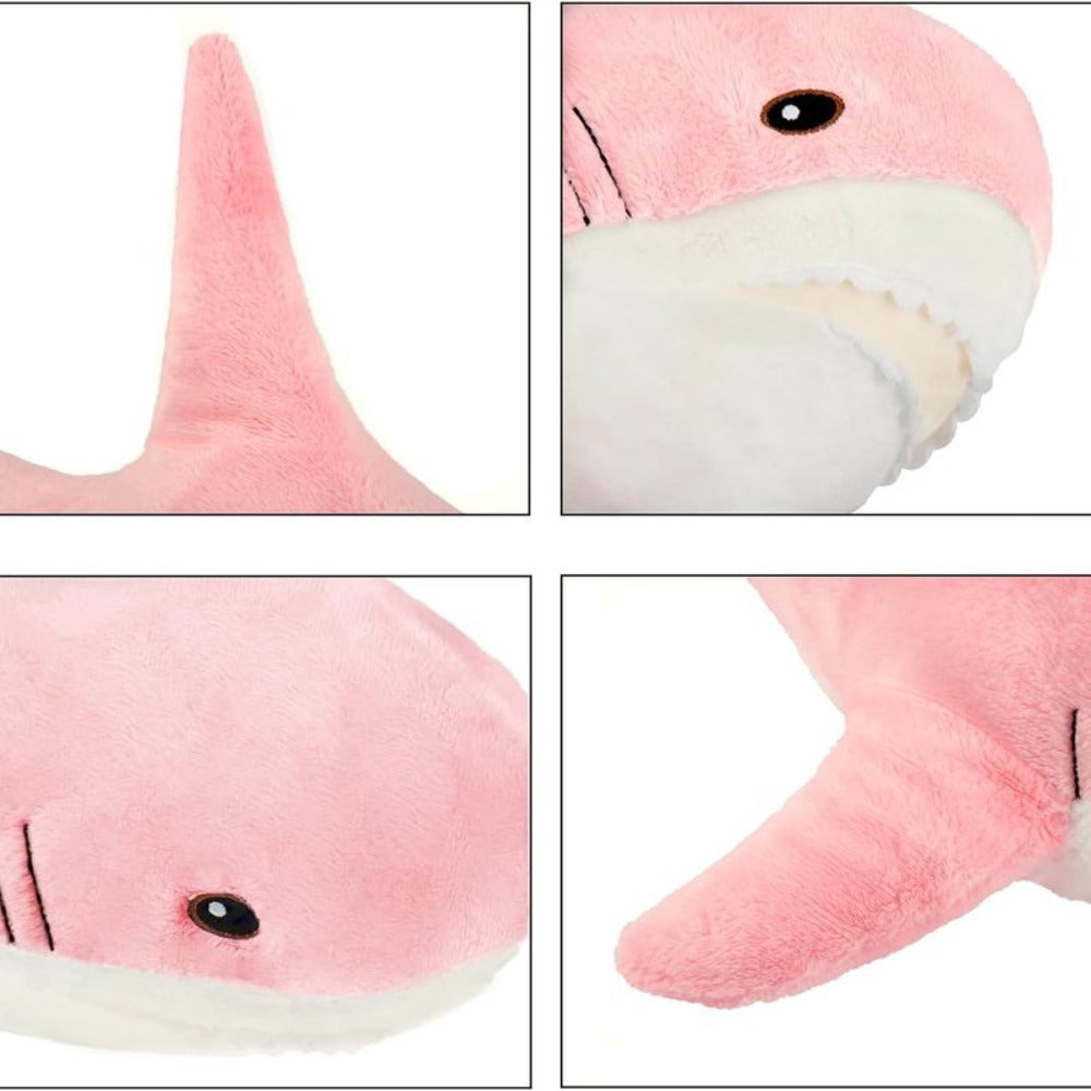 Plush Toy Jumbo Shark Pillow 24-Inch in Blue, Grey, Blue-Pink or Rainbow Colorways and Ocean Decor