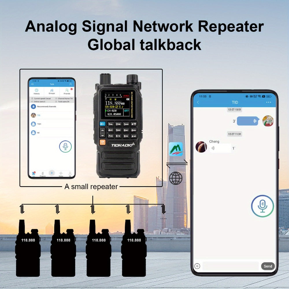 Tidradio H3 Plus Ham Radio Multi-Band Two-Way Radio, AM/FM Reception, Wireless Headset Compatible