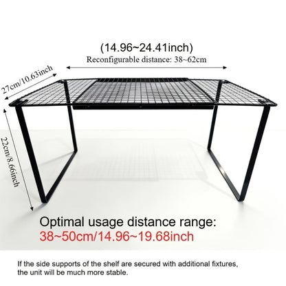 Expandable Cabinet Shelf Organizer, Metal Height-Adjustable Wardrobe Shelf Divider, Vertical Space-Saving Storage Rack for Kitchen