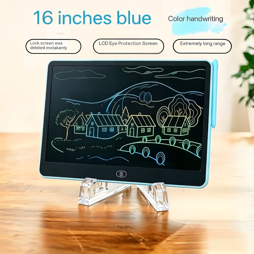LCD Doodle Board 16 Inch with Stand, Flexible Screen Eye Protection, Portable Educational Drawing Toy for Kids & Adults