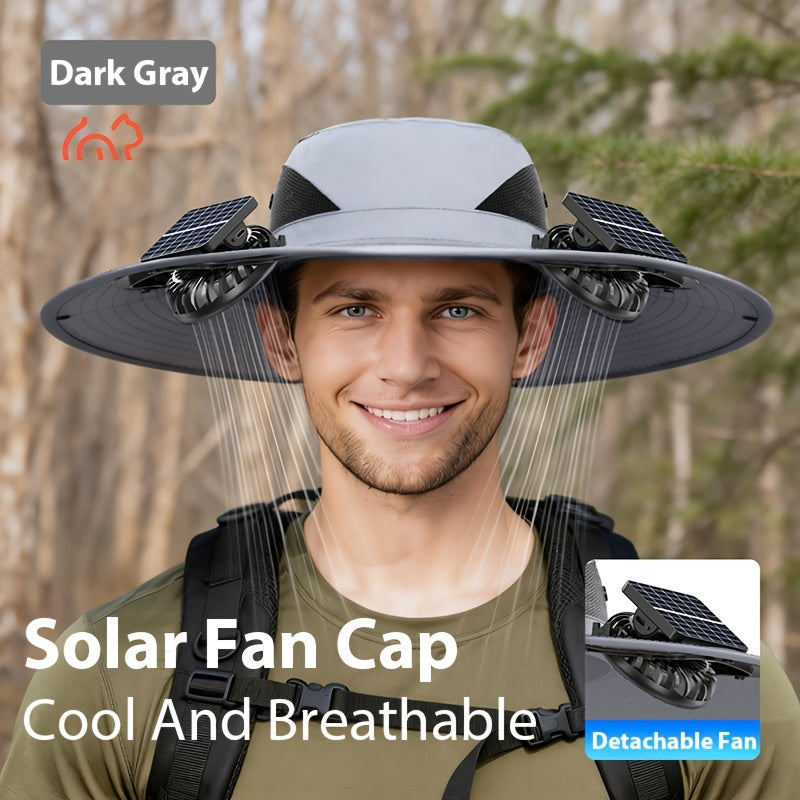Solar Powered Dual Fan Sun Hat with USB Charging – Adjustable Strap, Breathable Mesh Design, High Airflow, Long Battery Life