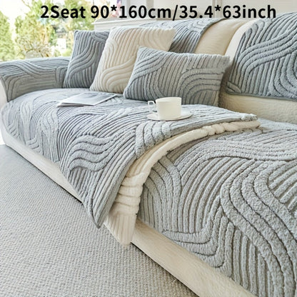 Sofa Cover Shu Velveteen Vintage-Style Panels with Textured Finish for 2 to Large 4-Seater Sofas
