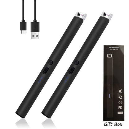 Two-Piece Electric Arc Candle Lighter Set in Black or Rose Gold with USB-C Charging Cables