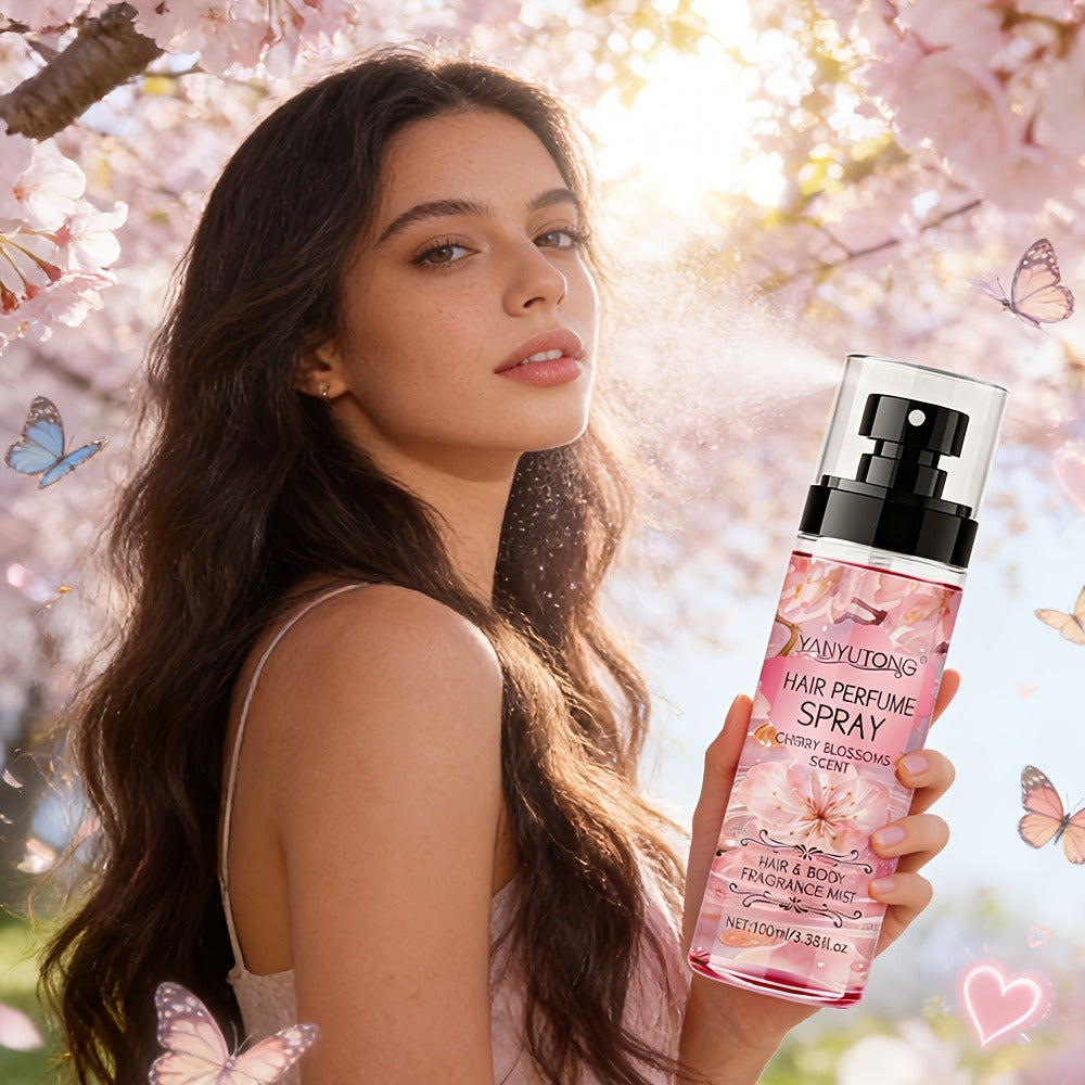 Hair Perfume Mist Cherry Blossom Scent 100ml - Fragrance Non-Greasy No-Wash Aromatic Hair for Bath Time, Home Spa and Personal Care