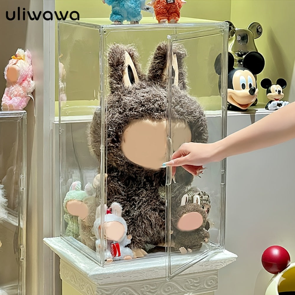 Labubu Display Case XXL Acrylic with Magnetic Door – Clear Dust-Free Showcase Box for Labubu Figures Plushies Action Figures Collectibles