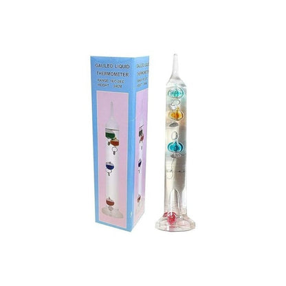 Galileo Thermometer Glass Multicolor Floating Spheres 9.5 Inch Decorative Temperature Display for Entryways, Bedrooms and Living Spaces