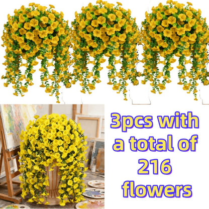 Artificial Rose Vine Hanging Garland 3pcs 216 Flowers – High-Density UV-Resistant Faux Rose Flower Vines with Realistic Roses & Foliage
