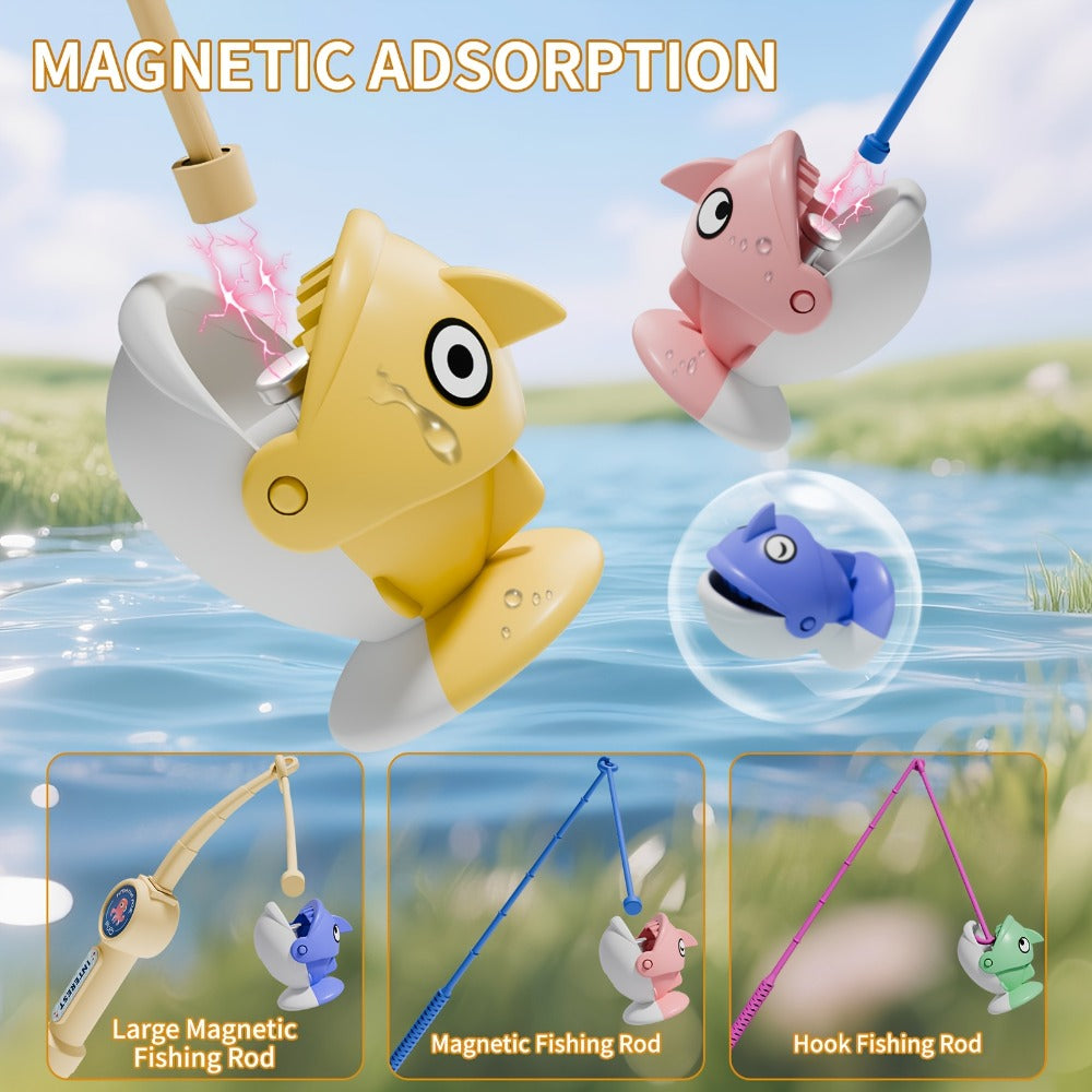 Magnetic Fishing Game for Kids 66 Pieces, Ocean Fishing Toy Set with Rods for Toddlers Ages 3 4 5 6