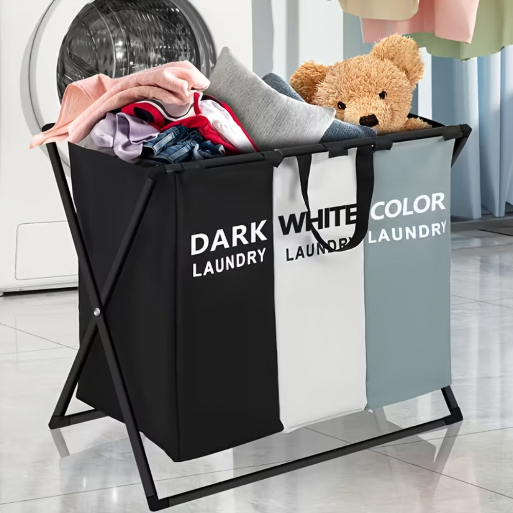 Rectangular Laundry Hamper Basket with Handles – Large Multi-Component Clothes Storage Organizer for Home, College Dorm