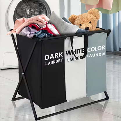 Rectangular Laundry Hamper Basket with Handles – Large Multi-Component Clothes Storage Organizer for Home, College Dorm