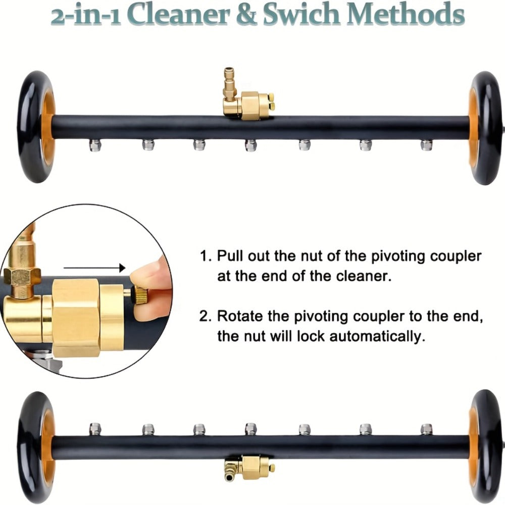 Undercarriage Cleaner with 4000 PSI Rating, Seven Nozzles, Rolling Bar and Three Extension Wands