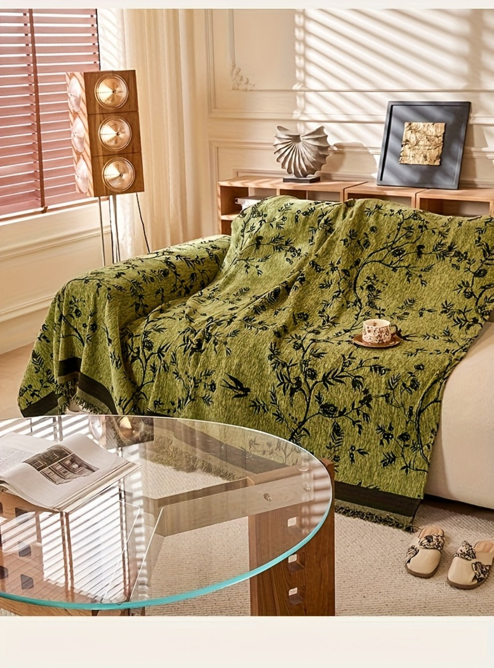 Sofa Cover Throw, Thick Chenille Floral Couch Slipcover in Three Colors for One-to-Four-Seat Sofas