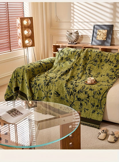 Sofa Cover Throw, Thick Chenille Floral Couch Slipcover in Three Colors for One-to-Four-Seat Sofas