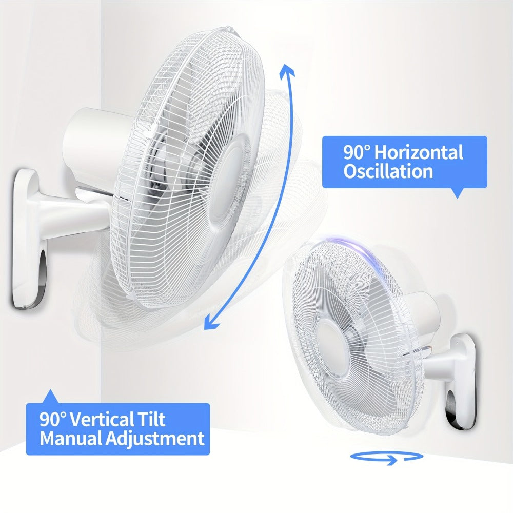Wall Mounted Fan 18"/16" with 3 Speed Settings, Quiet Electric Fan for Home, Garage & Industrial Use