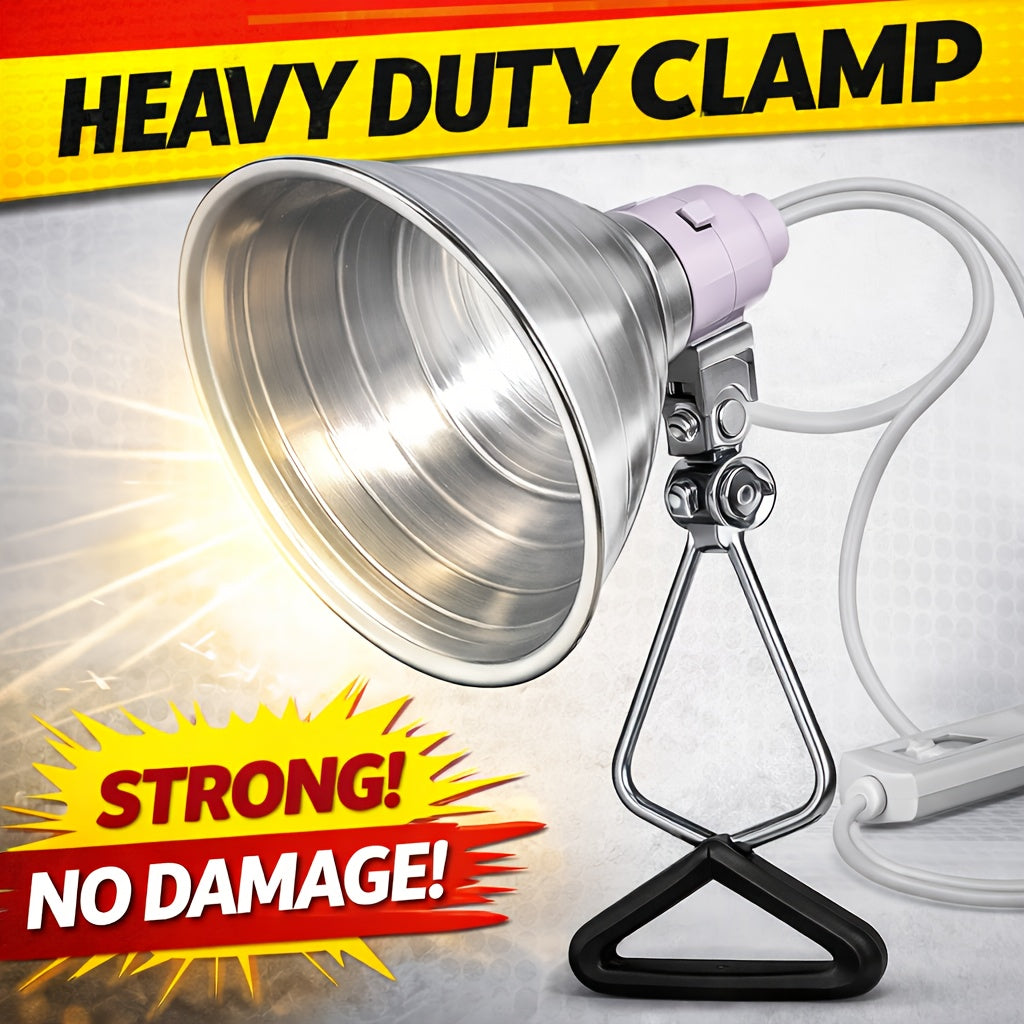 Clamp Light Fixture 8.5 Inch 150W Max E26 Socket Aluminum Reflector 360° Adjustable for Garden, Patio and Yard Use