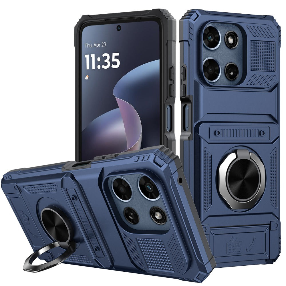 Phone Case Magnetic Metal Kickstand with layered Shell for Motorola Moto G 5G 2025 with Model-Specific Cutouts and Color Choices