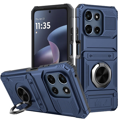 Phone Case Magnetic Metal Kickstand with layered Shell for Motorola Moto G 5G 2025 with Model-Specific Cutouts and Color Choices