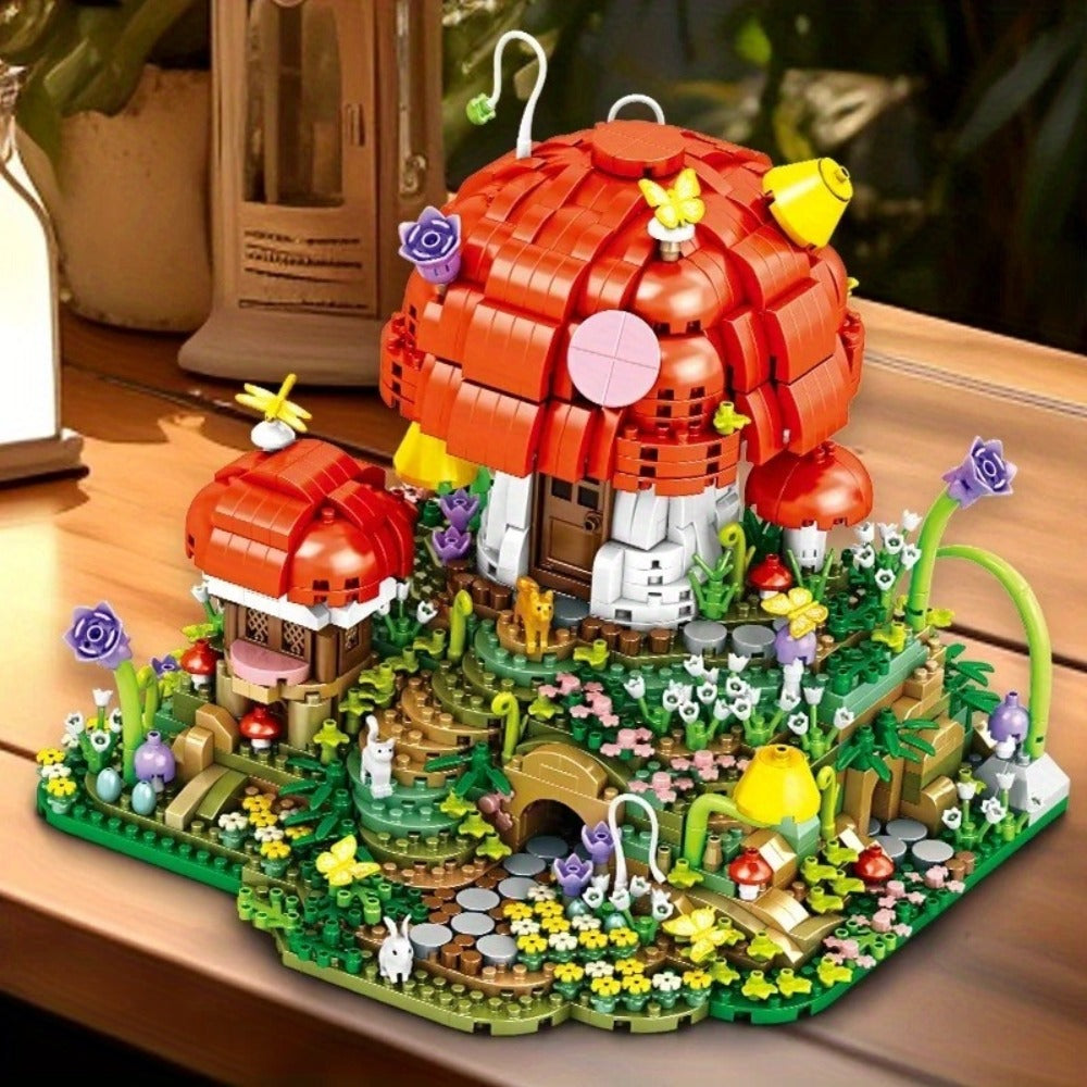 Fairy Mushroom House Building Blocks Set 2000+ Pcs – Mythical Fantasy Miniature Architecture Model 663 Desktop Decoration Display for Adults