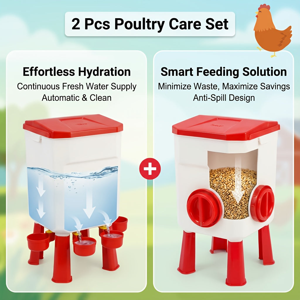 Chicken Waterer Float Ball 2 3 Gallon Feeder Combo Set for Garden, Patio and Yard Use, with the Listed Configuration