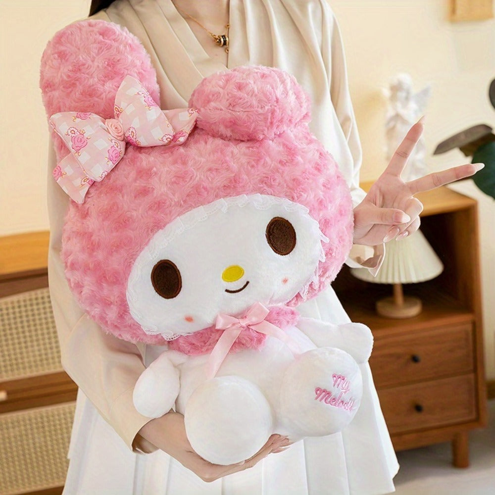 Plush Toy Hello Kitty or My Melody Rose-Pink 14-Inch Character Doll for Kawaii Display and Gifting