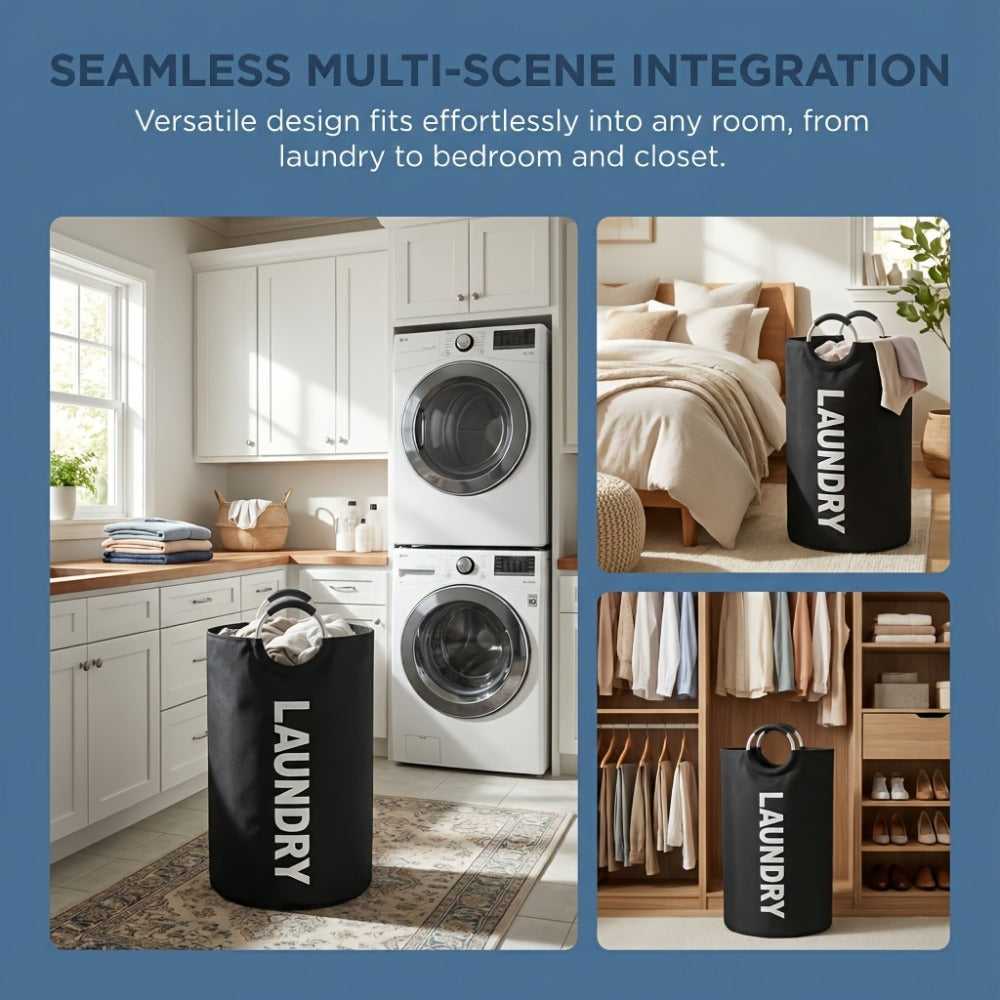 Tall 95L Laundry Basket Set with 14.96 x 31.1-Inch Fabric Bins in Single Gray or Two-Piece Color Options