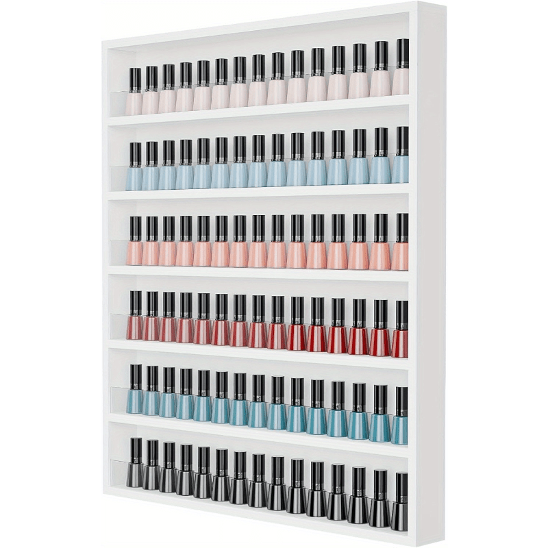 Wall Mount Nail Polish Rack Organizer 6 or 10 Tier with Acrylic Baffle Salon Display Shelf for Gel Polish