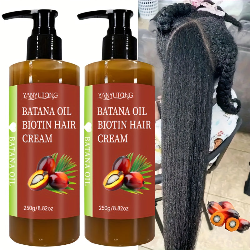 Batana Oil Hair Cream 2 Pack 250g Each, Biotin Deep Care Anti-Frizz Smoothing Cream, Increases Gloss Breakage Split Ends