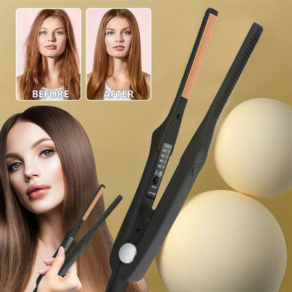 2-in-1 Ceramic Flat Iron Hair Straightener Curling Iron Adjustable Temperature Portable Mini, for Home, Travel and Salon Hair Styling