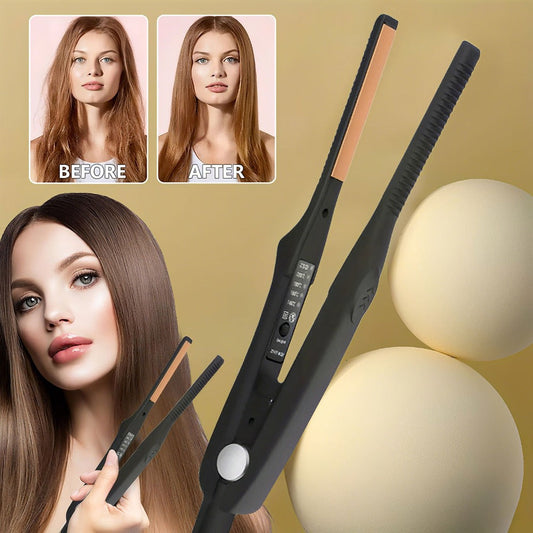 2-in-1 Ceramic Flat Iron Hair Straightener Curling Iron Adjustable Temperature Portable Mini, for Home, Travel and Salon Hair Styling